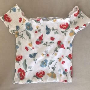 Zara white flowered off the shoulder top